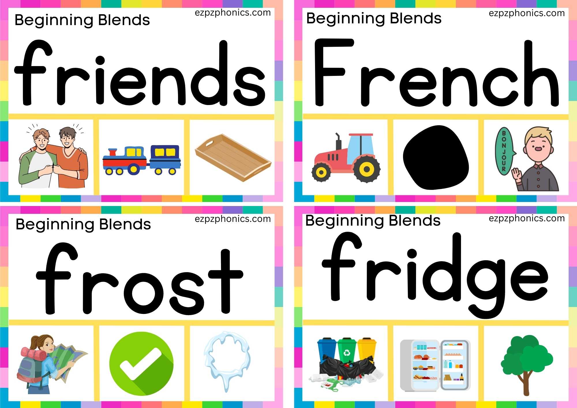 FR Beginning Blends Clip Cards Read The Words And Clip The Correct Images Set 2